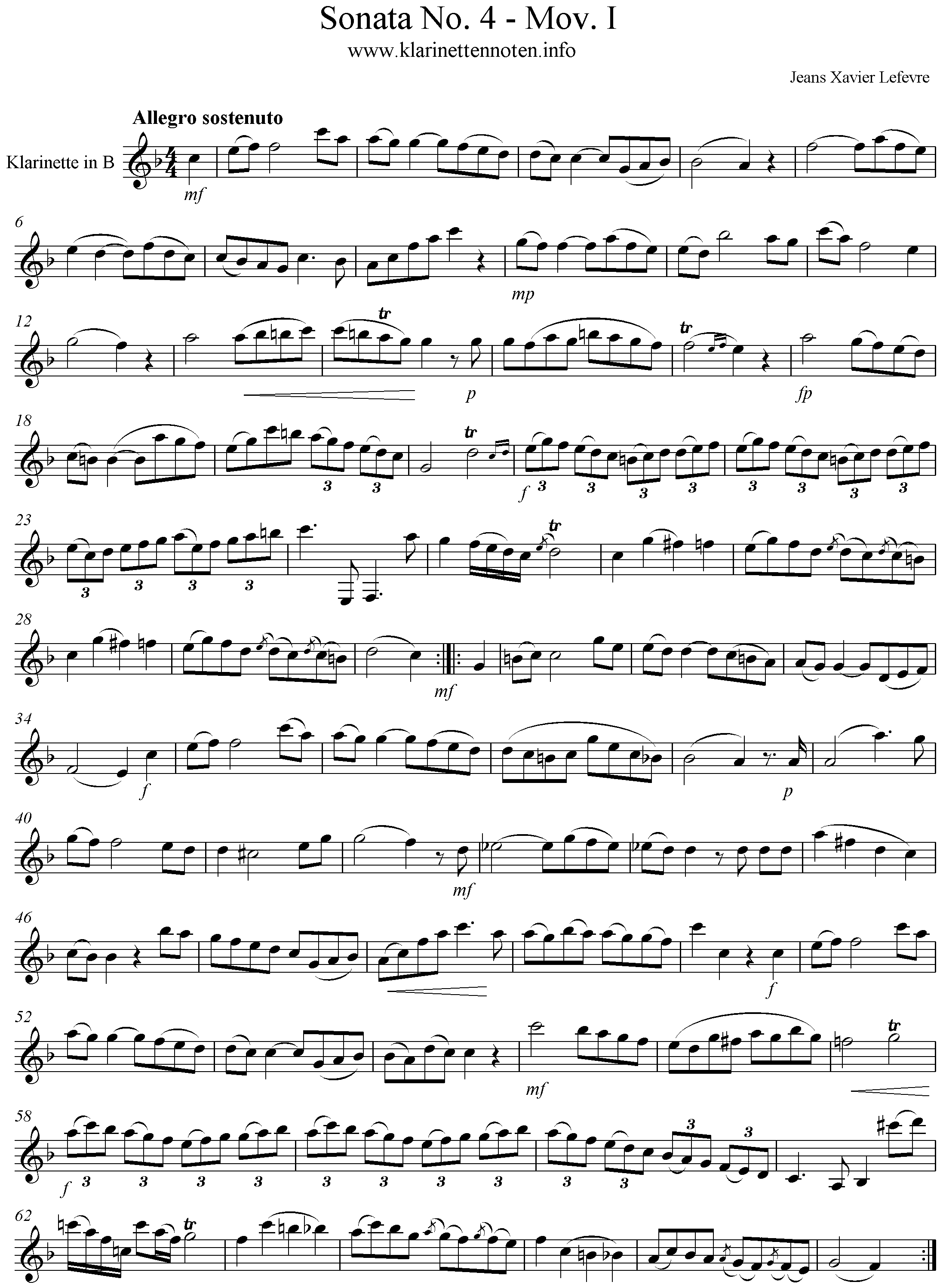 Lefevre Clarinet Sonata No. 4 Mov. I Allegro sostenuto